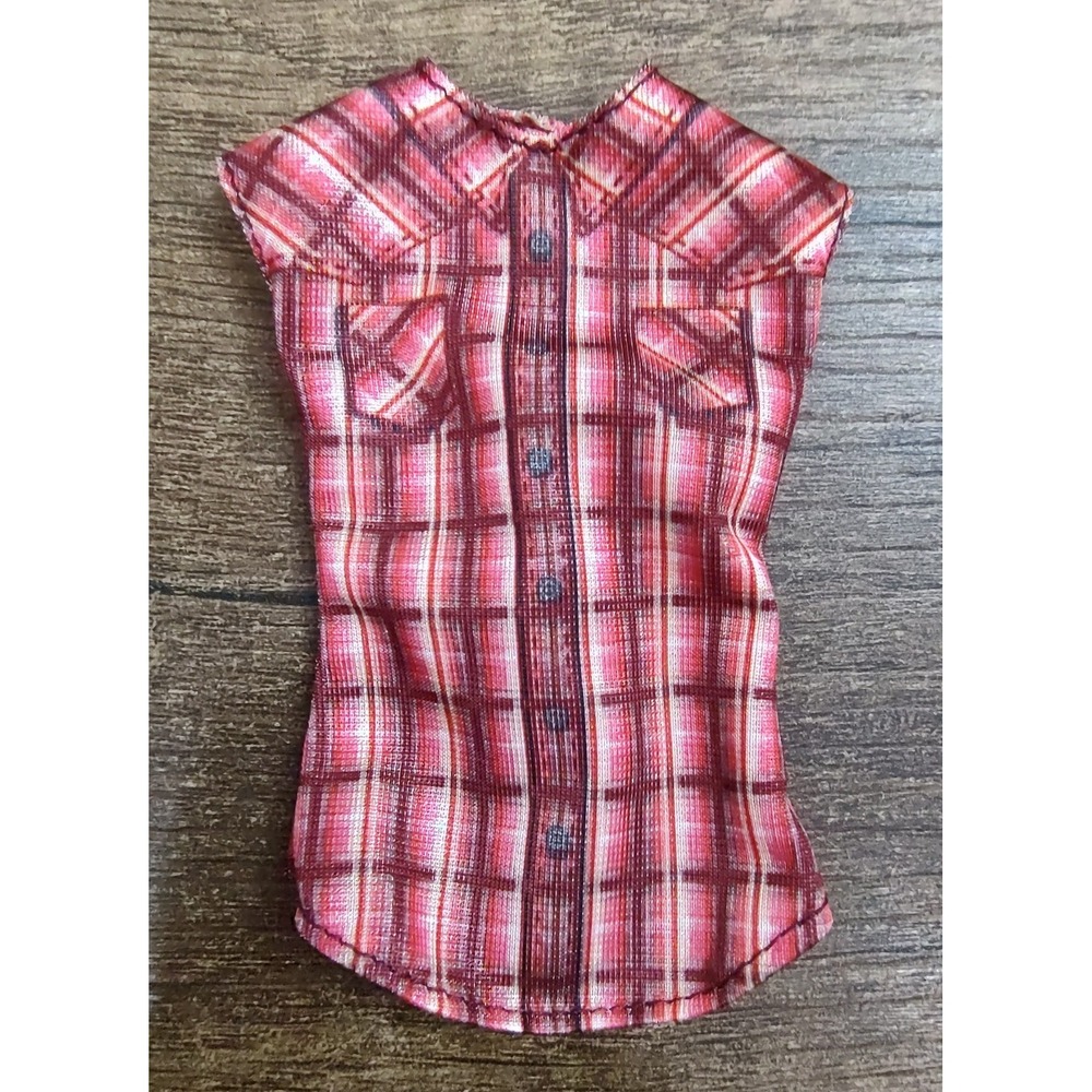 Barbie Farmer 2016 Red Plaid Top Outfit Doll Clothes Replacement Piece Careers